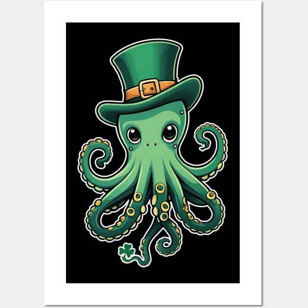 St Patricks Day Irish Octopus 4 Wall Art by Grave Digs